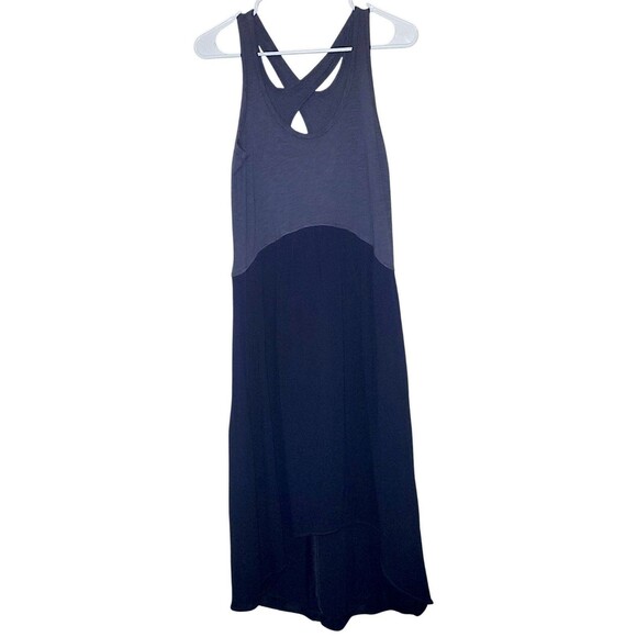 Left of Center Women's Dress Size XS Two-Tone Blue Sheath Midi Sleeveless Hi Lo - Picture 2 of 6